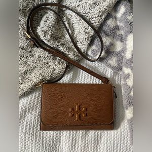 Brown leather Tory Burch bag and matching wallet